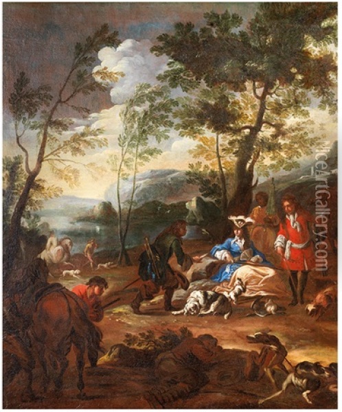 La Halte Lors De La Chasse A Courre Oil Painting - Sebastiano Ricci