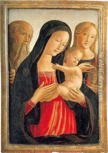 Madonna and Child Saint Jerome and Mary Magdalene Oil Painting - Neroccio di (Neroccio da Siena) Landi