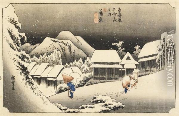 Kambara Ur Fifty-three Stages Of The Tokaido Oil Painting - Utagawa or Ando Hiroshige