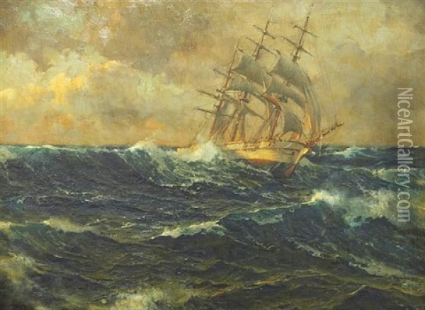 Segelschiff Auf Hoher See Oil Painting - Michael Zeno Diemer