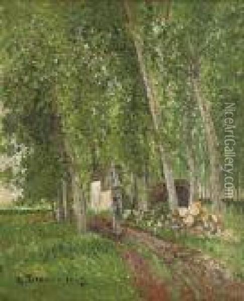 Sous-bois A Moret Oil Painting - Camille Pissarro