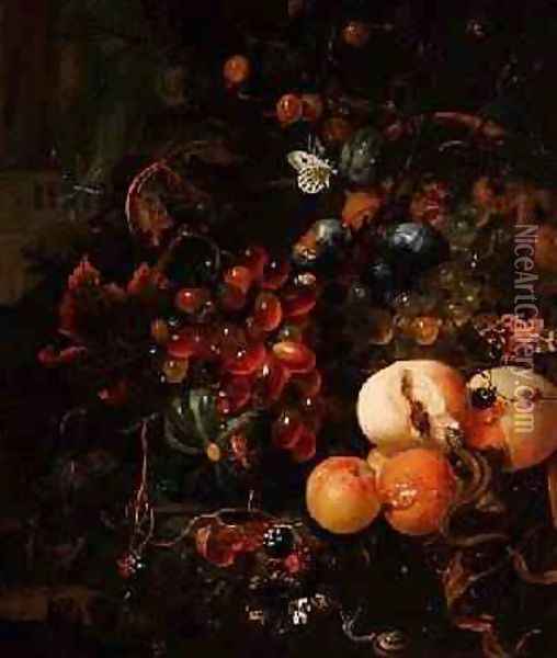 Still Life of Fruit and Insects Oil Painting - Jan Mortel