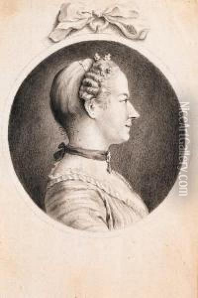 Portrait De Mademoiselle 
Marie-justine Benoit Duronceray, Plus Tardepouse De Monsieur Favart, De 
Profil Vers La Droite Oil Painting - Charles-Nicolas I Cochin