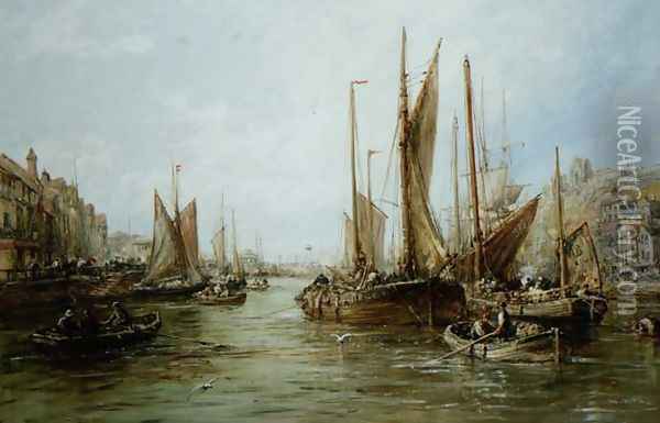 Quayside with Fishing Boats Oil Painting - William Edward Webb