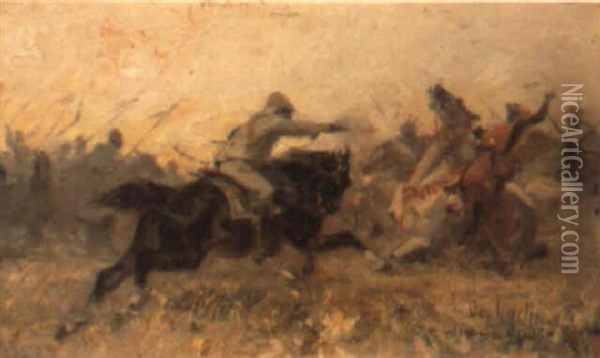 Episodio Di Guerra Coloniale Oil Painting - Sebastiano De Albertis