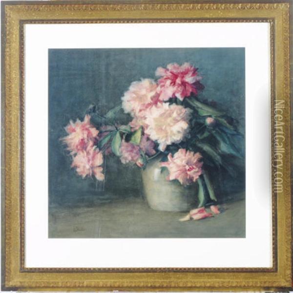 Peonies In A Vase Oil Painting - Lizbeth Clifton Hunter