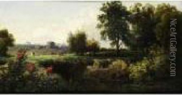 Baumlandschaft Mit Einem Wassergraben Oil Painting - Johannes Josephus Destree