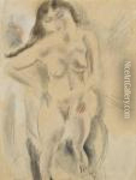 Nu Assis Oil Painting - Jules Pascin