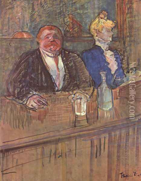 Au Café, Le consommeteur et la cassière chlorotique Oil Painting - Henri De Toulouse-Lautrec