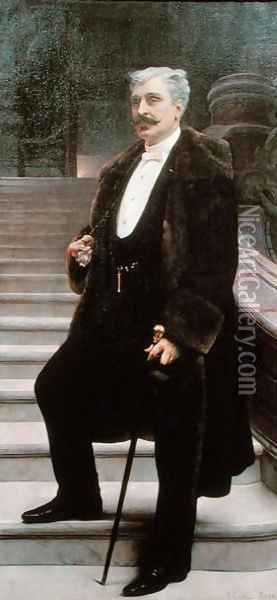 Portrait of Comte DAdhemar de Cransac, c.1890 Oil Painting - Lionel Noel Royer