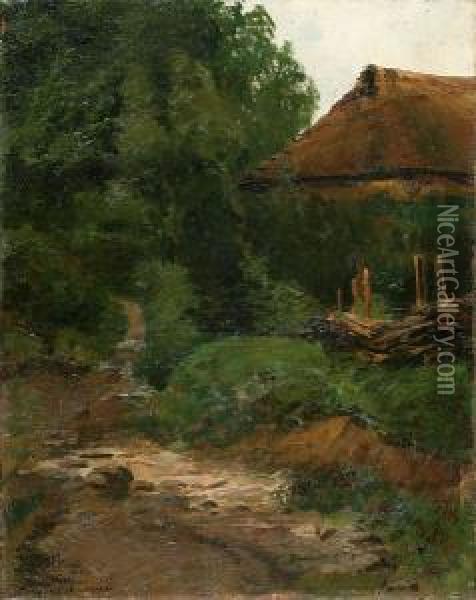 Zagroda Na Skraju Lasu, Przed 1905 Oil Painting - Wladislaw Pochwalski