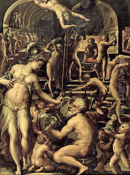Vulcans Forge, 1565 Oil Painting - Giorgio Vasari