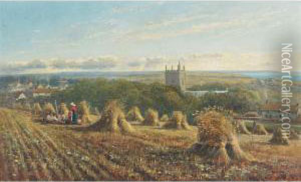 Harvesting Near Derwent-water, Cumberland Oil Painting - William Frederick Witherington