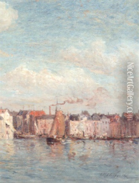 Harbor Scene, Amsterdam Oil Painting - Colin Campbell Cooper