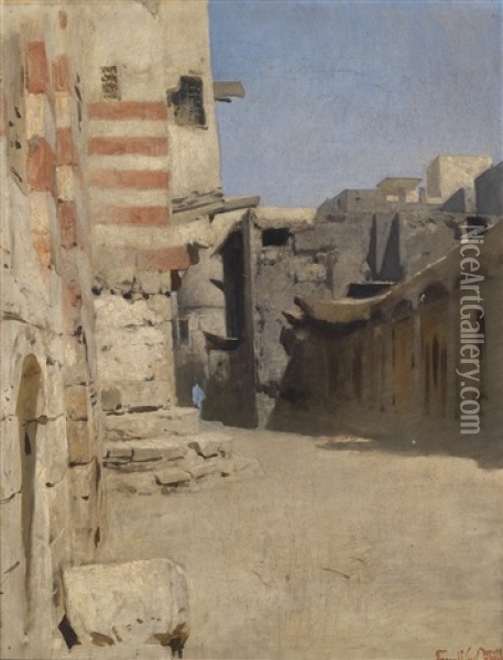 Strase Birket El-kherum In Kairo (study) Oil Painting - Carl Leopold Mueller