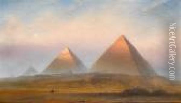 The Pyramids At Sunrise Oil Painting - Frank Dillon