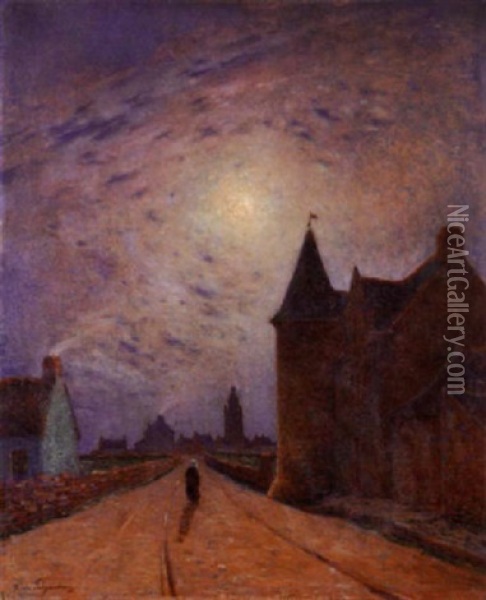 Kervaudu Au Clair De Lune Oil Painting - Ferdinand du Puigaudeau