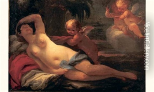 Venus Endormie Et Entouree De Putti Dans Un Paysage Oil Painting - Paolo de Matteis