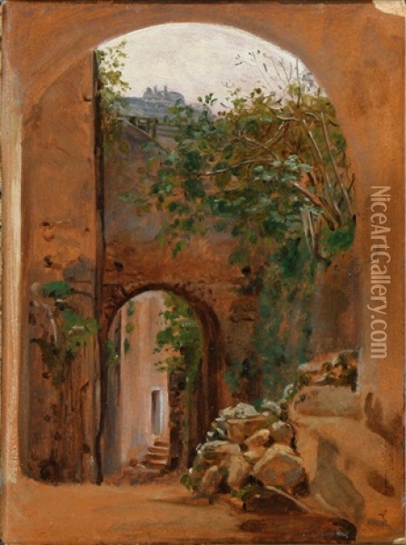 A Passage Through An Italian City Oil Painting - Hermann Carl Siegumfeldt