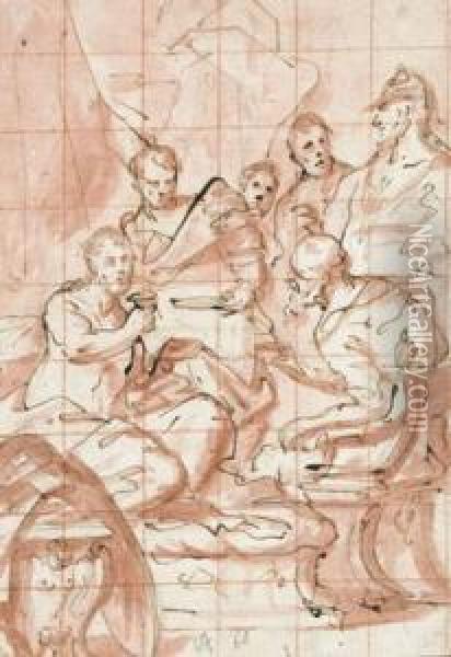 The Death Of Sokrates Oil Painting - Giovanni Antonio Pellegrini