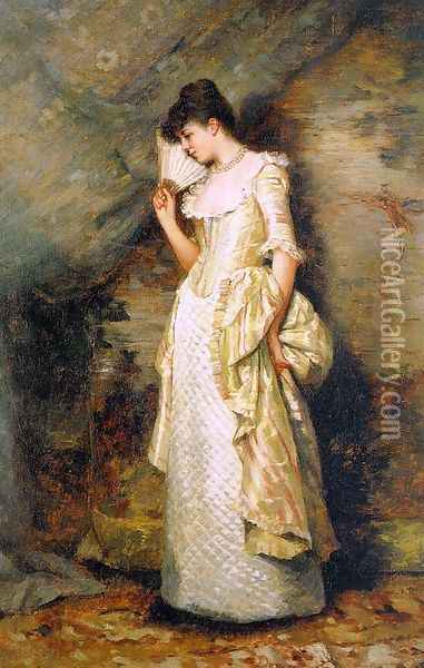 Woman with a Fan 1900 Oil Painting - Hamilton Hamilton