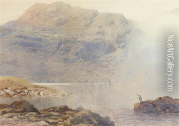 Early Morning, Bowfell And Angle Tarn, Lake District Oil Painting - David Gould