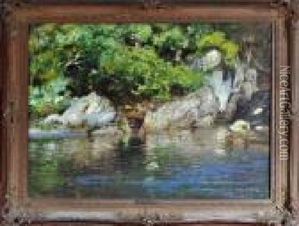 The Silent Pool Oil Painting - Thomas E. Mostyn