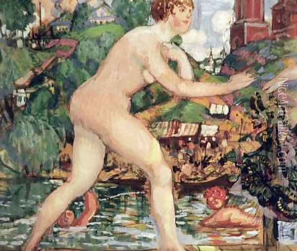 Bathing Oil Painting - Boris Kustodiev