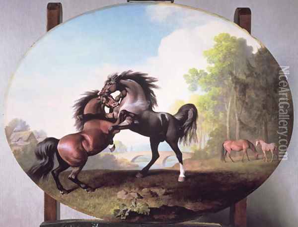 Stallions Fighting, 1781 Oil Painting - George Stubbs