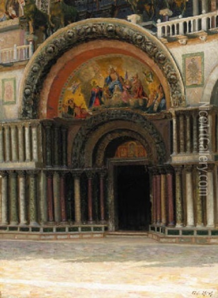 Entrance To Piazza San Marco, Venice Oil Painting - Adolf Heinrich Claus Hansen