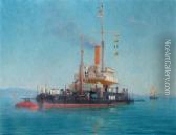 Probably Hms Cyclops Oil Painting - Lionel Walden