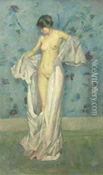 Jeune Femme Nue Oil Painting - Virgilio Constantini