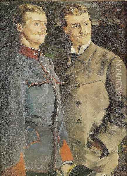 Portrait of Two Young Men Oil Painting - Jacek Malczewski
