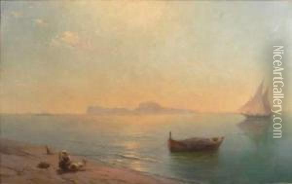 Vue De Capri. Oil Painting - Ivan Konstantinovich Aivazovsky