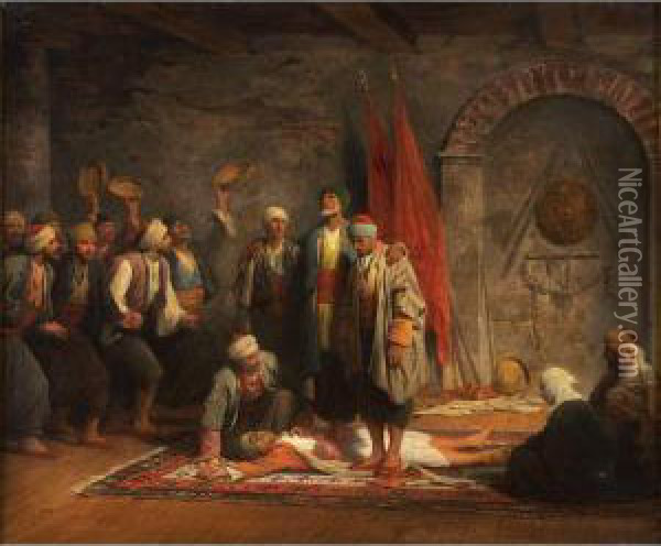 A Sufi Ritual Oil Painting - Adolphe Yvon