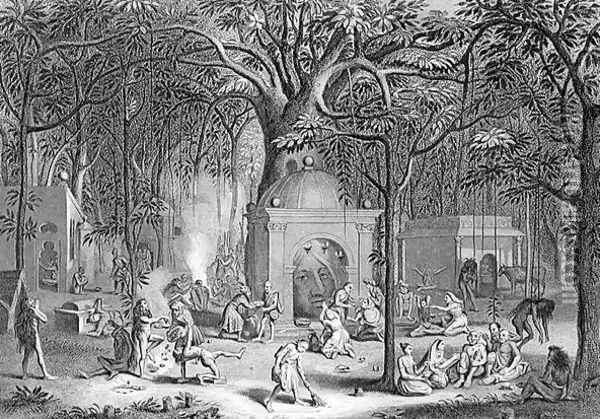 Hindu Fakirs Practising their Superstitious Rites, engraved by Bell, from World Religion, published by A. Fullarton and Co. Oil Painting - Picart