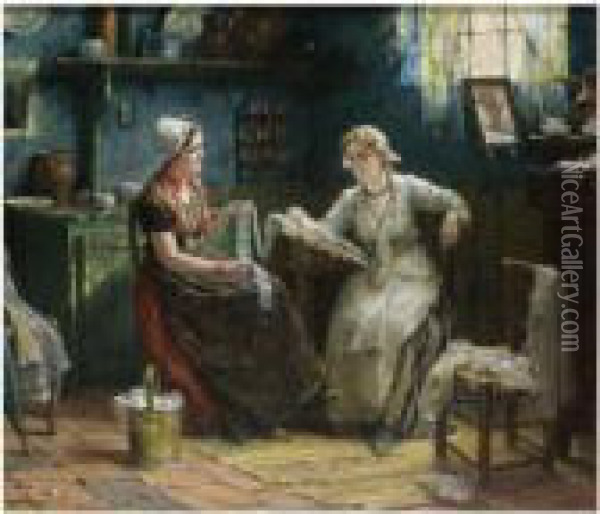 The Lace Makers Oil Painting - Edward Antoon Portielje