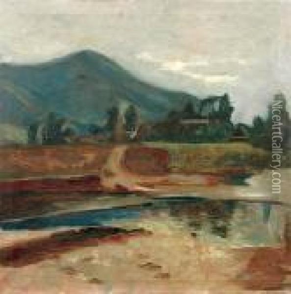 Pejzaz Podgorski Z Rzeka Oil Painting - Henryk Szczyglinski