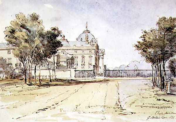 View of the Ecole Militaire in Paris, 1831 Oil Painting - G. Rolais