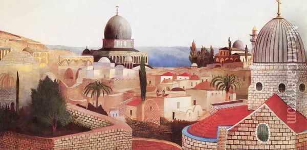 Templomteri kilatas a Holt-tengerre Jeruzsalemben, 1905 Oil Painting - Tivadar Kosztka Csontvary
