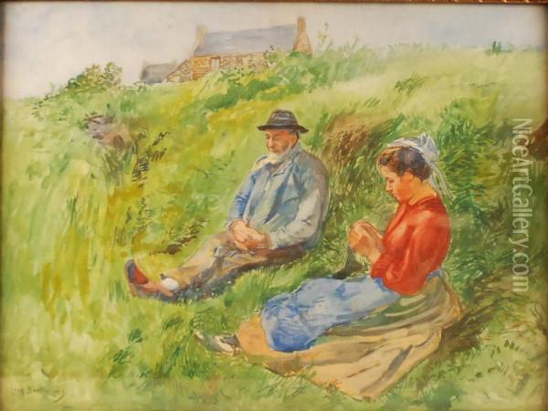 Tricoteuse En Bretagne Oil Painting - Leon Bartholome