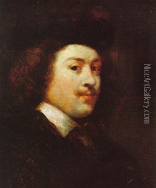 Brustbild Eines Mannes Mit Barett Oil Painting - Govaert Flinck