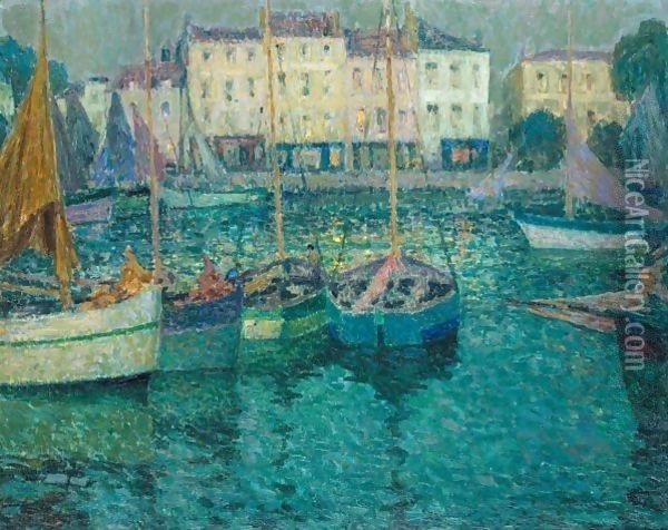 Les Barques Oil Painting - Henri Eugene Augustin Le Sidaner