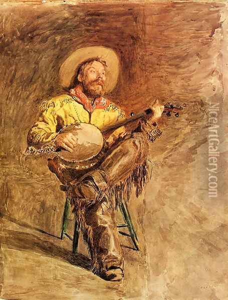 Cowboy Singing Oil Painting - Thomas Cowperthwait Eakins