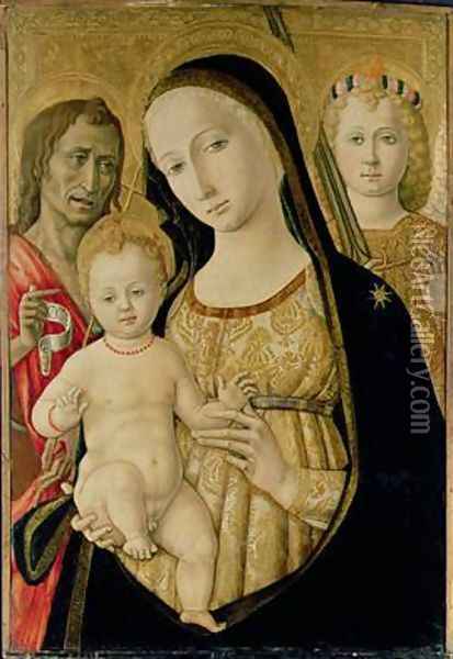 Madonna and Child with St John the Baptist and St Michael the Archangel 1485-95 Oil Painting - di Giovanni di Bartolo Matteo