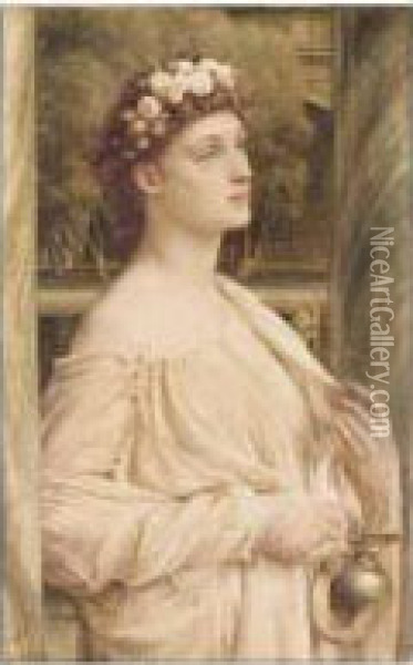 A Vestal, Portrait Of Miss Violet Lindsay Oil Painting - Sir Edward John Poynter