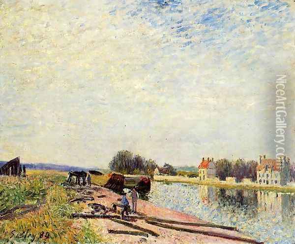 Barges on the Loing at Saint-Mammes 1884 1 Oil Painting - Alfred Sisley