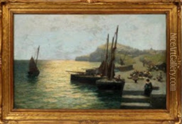 Fishing Village Oil Painting - Alexander Young