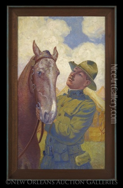 Portrait Of The Artist's Son, Lieutenant Carl Ellsworth Woodward Oil Painting - William Woodward