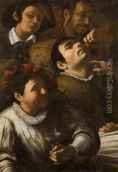 Musizierende Gesellschaft Oil Painting - Bartolomeo Manfredi